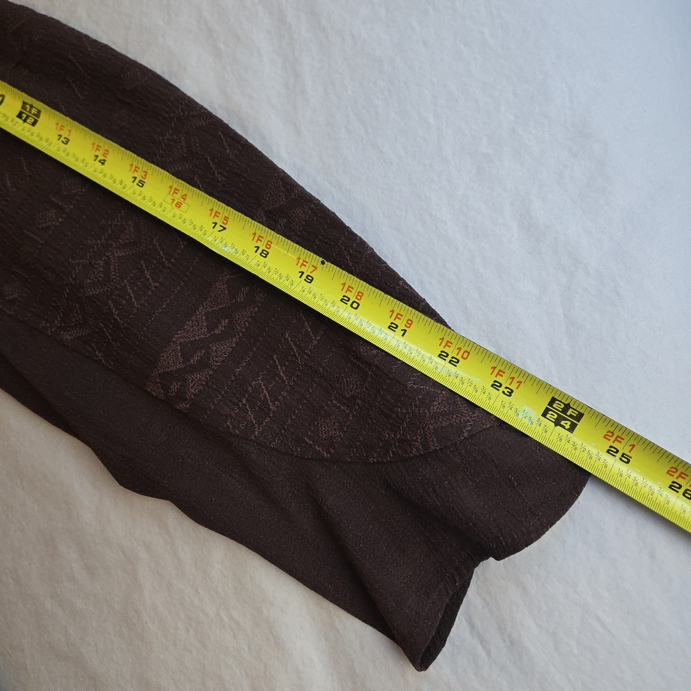 Coldwater Creek Walnut Brown Embroidered Peplum Button Up Blouse - Picture 9 of 13